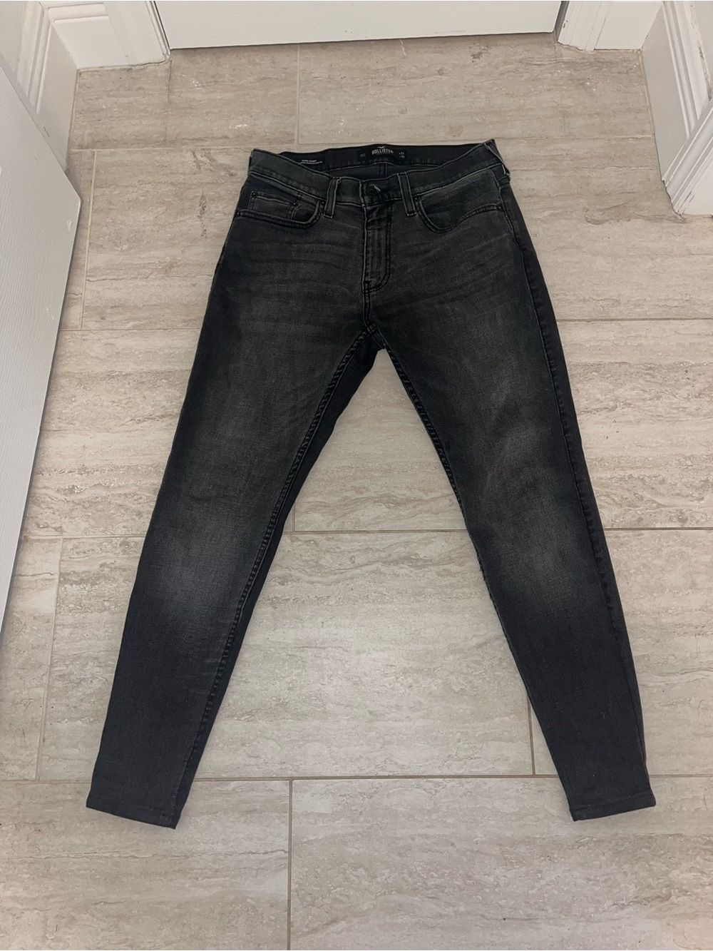 Hollister Super Skinny Jeans Black Charcoal Wash Custom Tailored Tapered 31x28